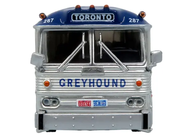 1964 MCI MC-5A Coach Bus "Greyhound Canada" White with Blue Stripes "Vintage Bus & Motorcoach Collection" Limited Edition to 504 pieces Worldwide 1/87 (HO) Diecast Model by Iconic Replicas #4