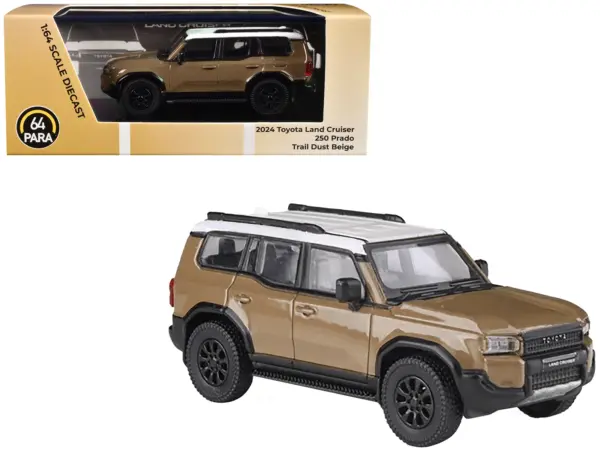 2024 Toyota Land Cruiser 250 Prado Trail Dust Beige with White Top 1/64 Diecast Model Car by Paragon Models #1