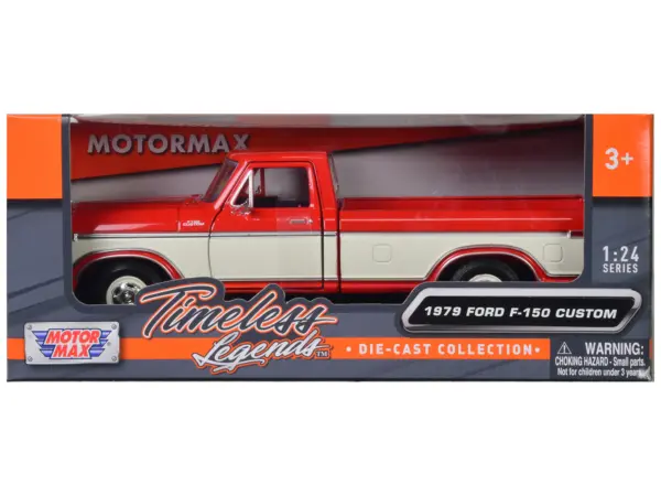 1979 Ford F-150 Custom Pickup Truck Orange and Cream 1/24 Diecast Model Car by Motormax #3