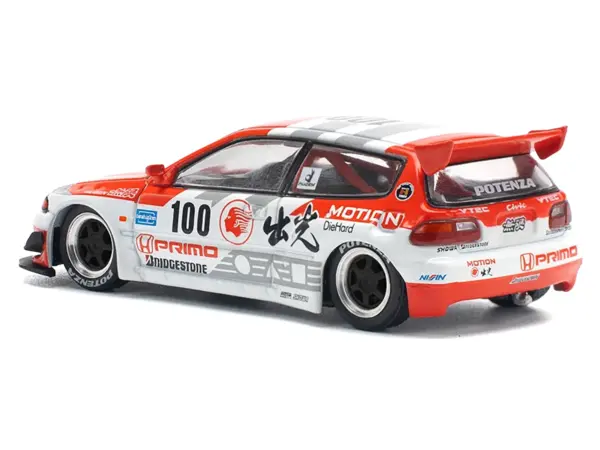 Pandem Civic EG6 V1.5 RHD (Right Hand Drive) #100 "Idemitsu Motion Infinite" White and Red with Graphics 1/64 Diecast Model Car by Pop Race #4