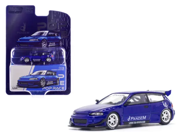 Pandem Civic EG6 RHD (Right Hand Drive) Blue Metallic "Enigma Exclusive Edition" 1/64 Diecast Model Car by Pop Race #1