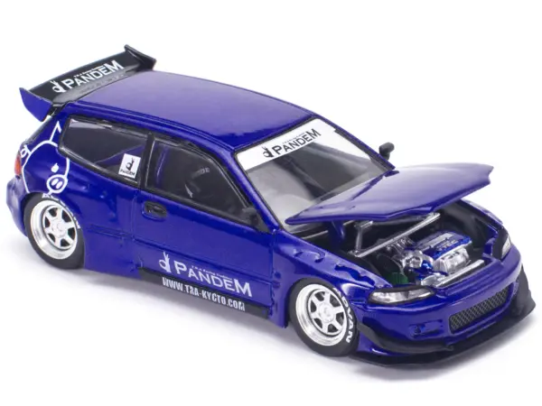Pandem Civic EG6 RHD (Right Hand Drive) Blue Metallic "Enigma Exclusive Edition" 1/64 Diecast Model Car by Pop Race #4