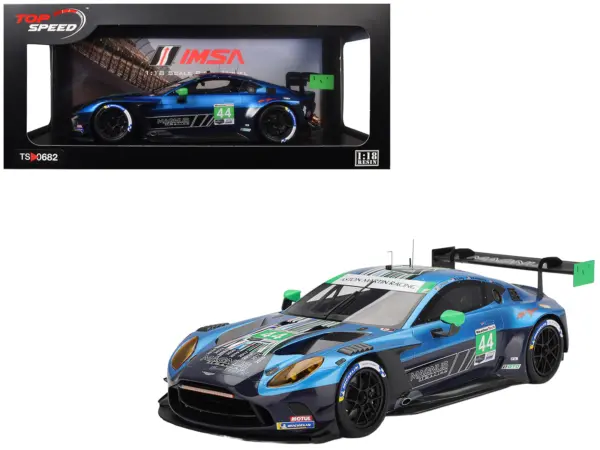 Aston Martin Vantage GT3 EVO #44 Andy Lally - John Potter - Spencer Pumpelly - Nicki Thiim "Magnus Racing" IMSA "24 Hours of Daytona" (2025) 1/18 Model Car by Top Speed #1
