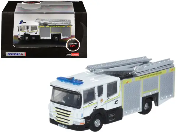 Scania Pump Ladder Fire Engine "Grampian Fire and Rescue" White with Yellow Stripes 1/148 (N) Scale Diecast Model Car by Oxford Diecast #1