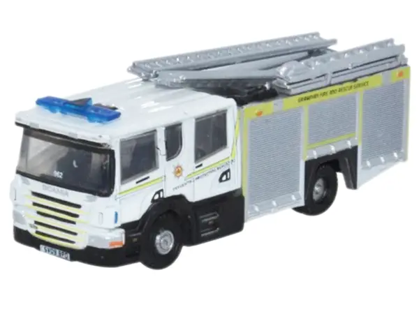 Scania Pump Ladder Fire Engine "Grampian Fire and Rescue" White with Yellow Stripes 1/148 (N) Scale Diecast Model Car by Oxford Diecast #2