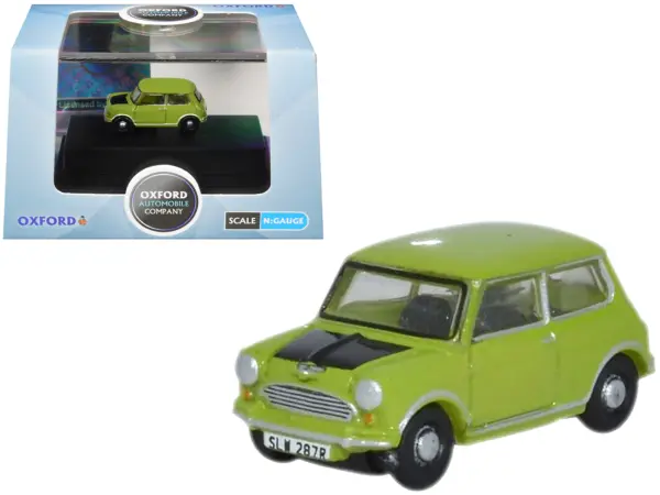 Mini Cooper Lime Green with Matt Black Hood 1/148 (N) Scale Diecast Model Car by Oxford Diecast #1