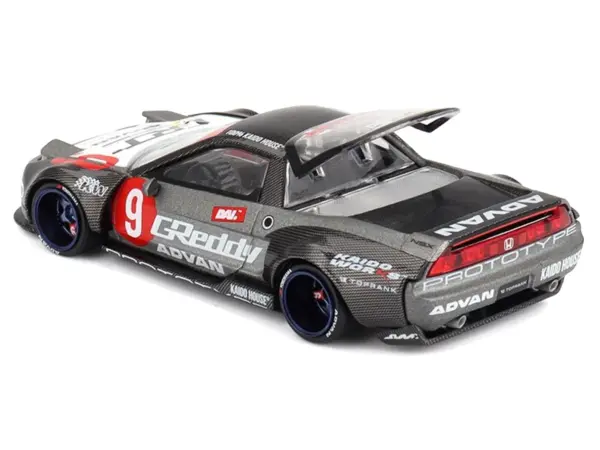 Honda NSX "Kaido Test Car Spec V1" #9 Gray Metallic with Carbon Top and Graphics (Designed by Jun Imai) "Kaido House" Special 1/64 Diecast Model Car by Mini GT #4