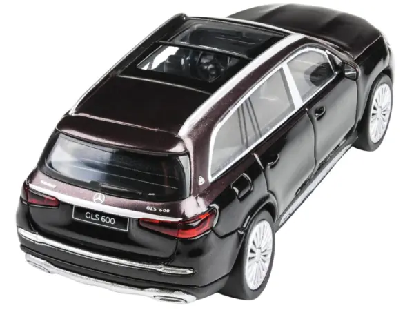 Mercedes-Maybach GLS 600 with Sunroof Rubellite Red and Obsidian Black Metallic 1/64 Diecast Model Car by Paragon #2