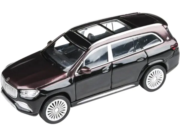 Mercedes-Maybach GLS 600 with Sunroof Rubellite Red and Obsidian Black Metallic 1/64 Diecast Model Car by Paragon #3