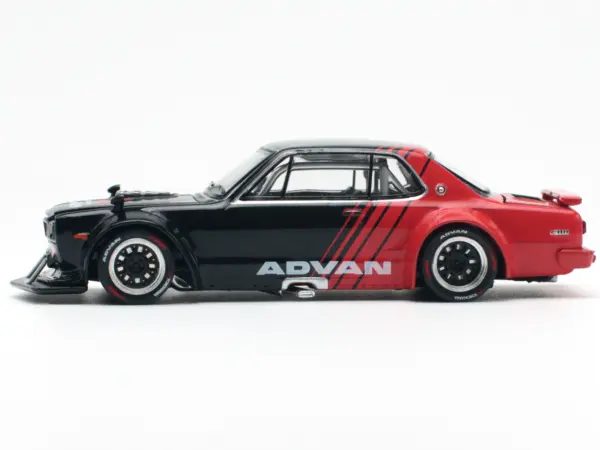 Skyline GT-R V8 Drift "Hakosuka" RHD (Right Hand Drive) "Advan" Black and Red 1/64 Diecast Model Car by Pop Race #2