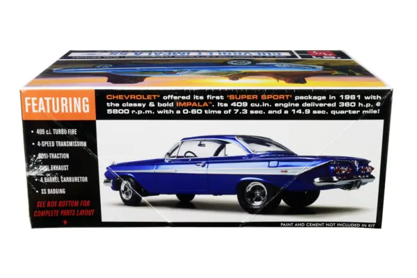 Skill 2 Model Kit 1961 Chevrolet Impala SS 1/25 Scale Model by AMT #3