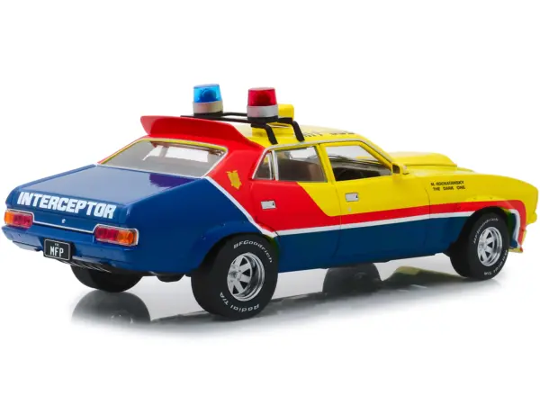 1974 Ford Falcon XB 4-Door Sedan RHD (Right Hand Drive) Yellow and Blue with Red Stripes "MFP 508" "First of the V8 Interceptors" (1979) Movie 1/18 Diecast Model Car by Greenlight #2
