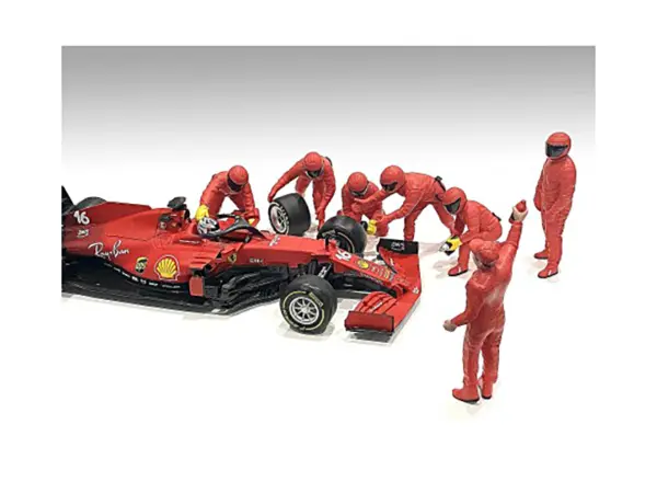 Formula One F1 Pit Crew 7 Figure Set Team Red Release III for 1/18 Scale Models by American Diorama #3