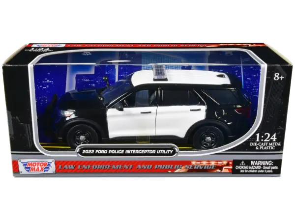 2022 Ford Police Interceptor Utility Unmarked Black and White 1/24 Diecast Model Car by Motormax #3