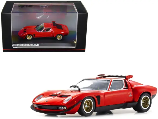 Lamborghini Miura SVR Red with Black Accents and Gold Wheels 1/43 Diecast Model Car by Kyosho #1
