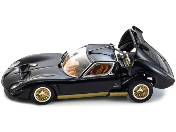Lamborghini Miura SVR Black with Gold Accents and Wheels 1/43 Diecast Model Car by Kyosho #3