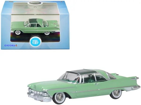 1959 Chrysler Imperial Crown 2 Door Hardtop Highland Green and Ballad Green 1/87 (HO) Scale Diecast Model Car by Oxford Diecast #1
