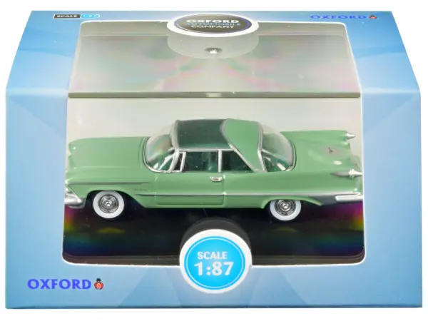 1959 Chrysler Imperial Crown 2 Door Hardtop Highland Green and Ballad Green 1/87 (HO) Scale Diecast Model Car by Oxford Diecast #3