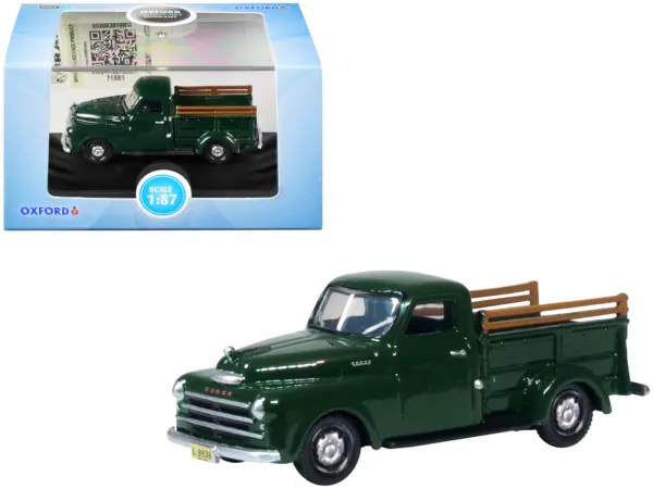 1948 Dodge B-1B Pickup Truck Dark Green 1/87 (HO) Scale Diecast Model Car by Oxford Diecast #1