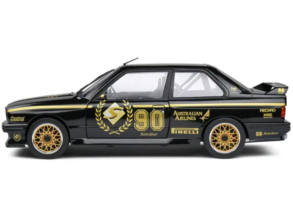 1990 BMW E30 M3 Black "Solido 90th Anniversary" Livery Limited Edition "Competition" Series 1/18 Diecast Model Car by Solido #3