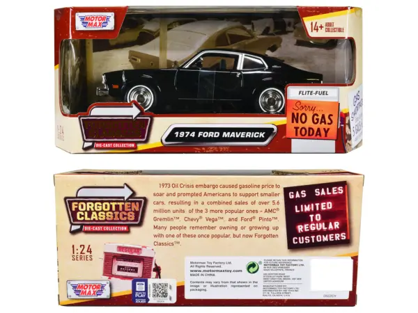1974 Ford Maverick Black "Forgotten Classics" Series 1/24 Diecast Model Car by Motormax #3