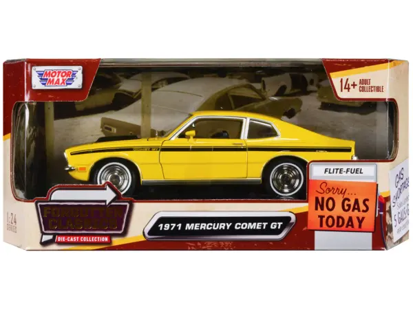 1971 Mercury Comet GT Yellow with Black Stripes "Forgotten Classics" Series 1/24 Diecast Model Car by Motormax #1