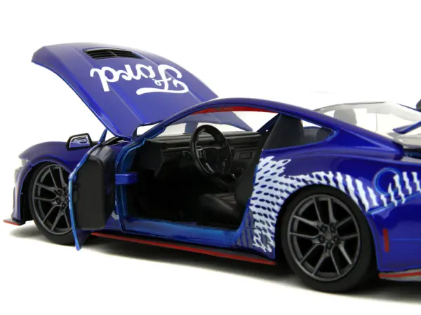 2024 Ford Mustang Dark Horse Candy Blue with White Top and "Mustang Horse Graphics" "Bigtime Muscle" Series 1/24 Diecast Model Car by Jada #3