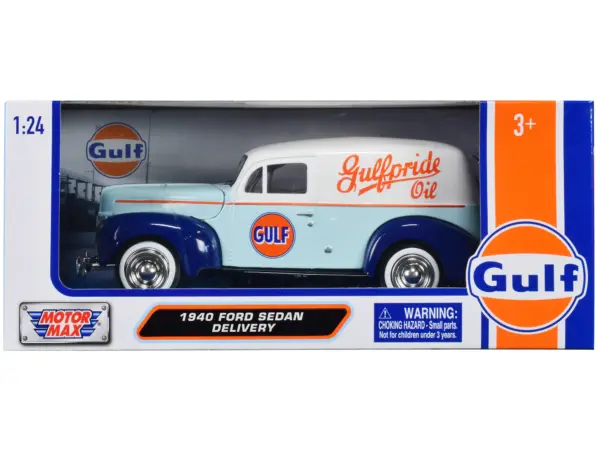1940 Ford Sedan Delivery Light Blue and White "Gulf Oil-Gulfpride" "Gulf Die-Cast Collection" 1/24 Diecast Model Car by Motormax #1