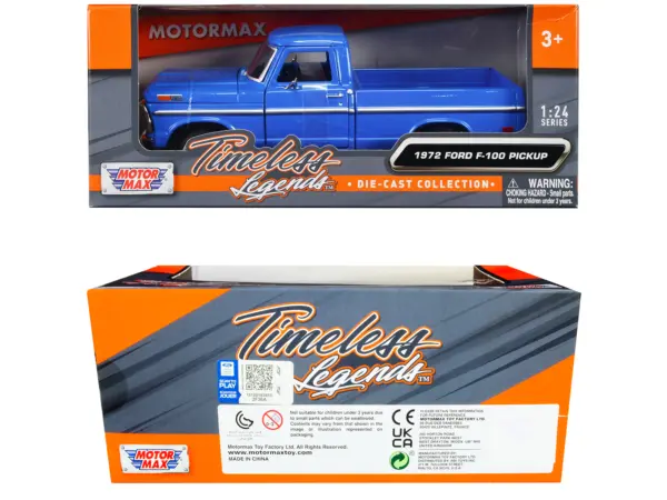 1972 Ford F-100 Pickup Truck Blue "Timeless Legends" Series 1/24 Diecast Model Car by Motormax #3