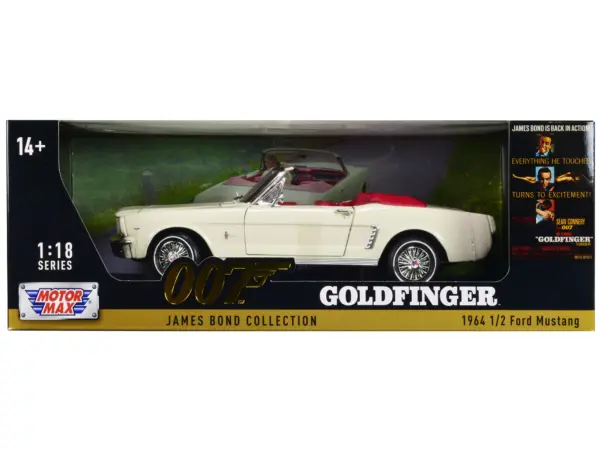 1964 1/2 Ford Mustang Convertible White with Red Interior James Bond 007 "Goldfinger" (1964) Movie "James Bond Collection" Series 1/18 Diecast Model Car by Motormax #1