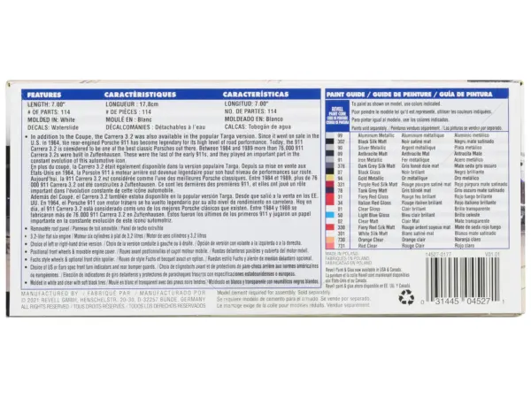 Level 4 Model Kit Porsche 911 Carrera 3.2 Targa 2-in-1 Kit 1/24 Scale Model by Revell #4