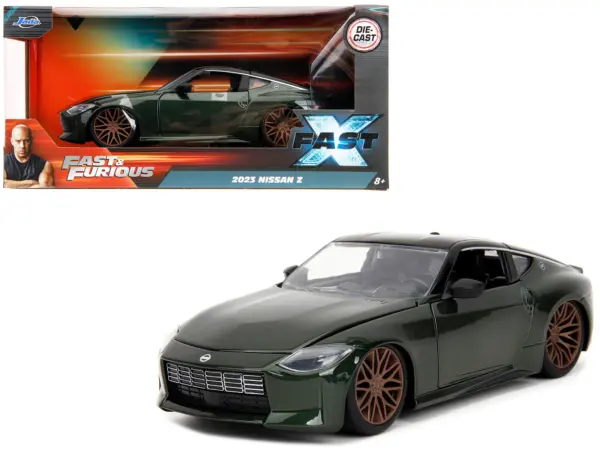 2023 Nissan Z Dark Green Metallic with Black Top "Fast X" (2023) Movie "Fast & Furious" Series 1/24 Diecast Model Car by Jada #1