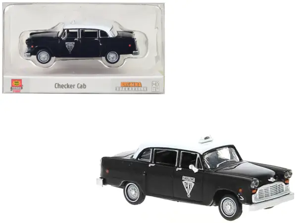 1974 Checker Cab Black and White "Winnipeg" 1/87 (HO) Scale Model Car by Brekina #1