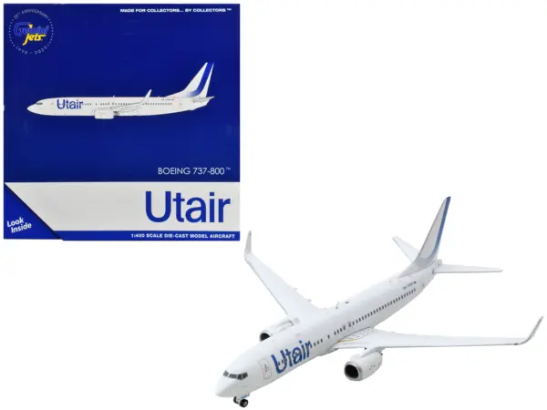 Boeing 737-800 Commercial Aircraft "Utair" White with Blue Tail Stripes 1/400 Diecast Model Airplane by GeminiJets #1