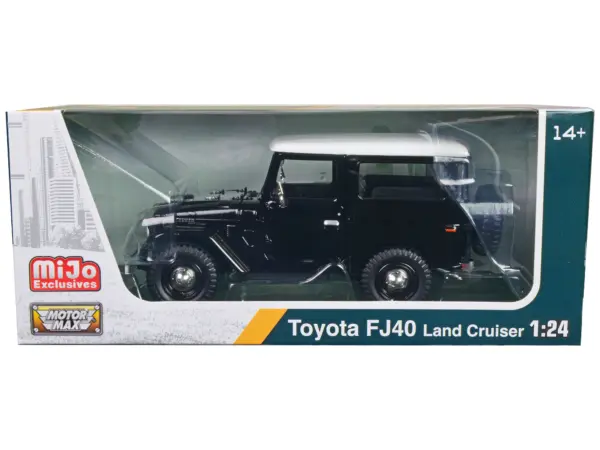 Toyota FJ40 Land Cruiser Black with White Top 1/24 Diecast Model Car by Motormax #1