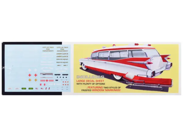 Skill 2 Model Kit 1959 Cadillac Ambulance with Gurney Accessory 1/25 Scale Model by AMT #3