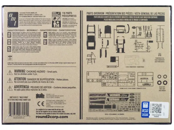 Skill 3 Model Kit 1970 Ford Mustang Funny Car "Mach Won" 1/25 Scale Model by AMT #4