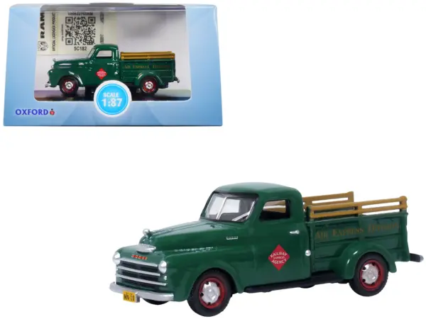1948 Dodge B-1B Pickup Truck Green "Railway Express Agency" 1/87 (HO) Scale Diecast Model Car by Oxford Diecast #1
