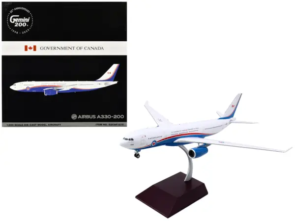 Airbus A330-200 Commercial Aircraft "Government of Canada - Royal Canadian Air Force" (330002) White and Blue with Red Stripes "Gemini 200" Series 1/200 Diecast Model Airplane by GeminiJets #1