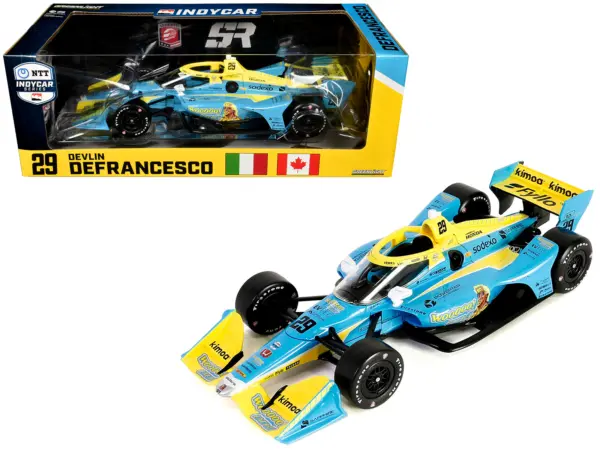Dallara IndyCar #29 Devlin DeFrancesco "WOOOOO Energy" Andretti Steinbrenner Autosport (Road Course Configuration) "NTT IndyCar Series" (2023) 1/18 Diecast Model Car by Greenlight #1