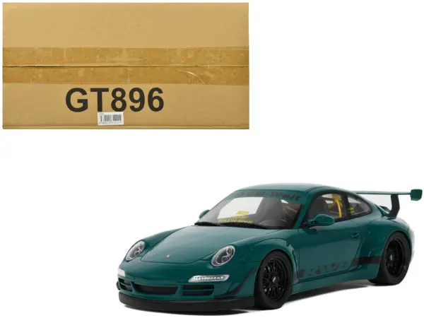 2021 RWB Bodykit "Syunkashuto" Green with Black Stripes 1/18 Model Car by GT Spirit #1