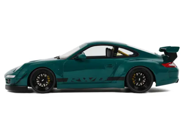 2021 RWB Bodykit "Syunkashuto" Green with Black Stripes 1/18 Model Car by GT Spirit #4