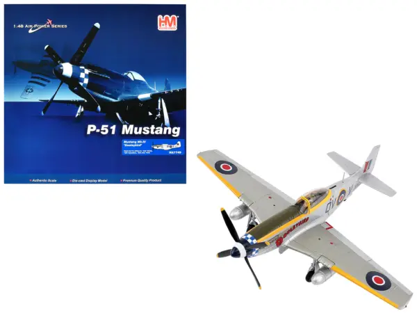 North American Mustang Mk.IV Fighter Aircraft "Flight Lieutenant Arthur S. 'Joe' Doley 19th Squadron" (1945) British Royal Air Force "Air Power Series" 1/48 Diecast Model by Hobby Master #1