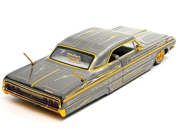 1964 Chevrolet Impala SS Lowrider Gray Metallic with Gold Graphics "Lowriders" "Maisto Design" Series 1/26 Diecast Model Car by Maisto #2
