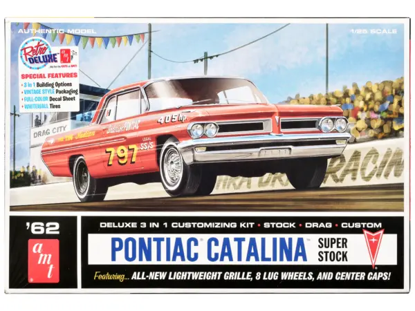 Skill 2 Model Kit 1962 Pontiac Catalina Super Stock 3-in-1 Kit 1/25 Scale Model by AMT #1
