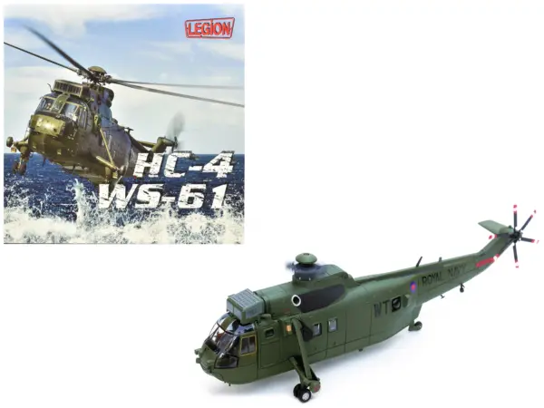 Westland Sea King HC.4 Helicopter "Green Livery 848 Naval Air Squadron Commando Helicopter Force Royal Naval Air Station Yeovilton Somerset" (2009) British Royal Navy 1/72 Diecast Model by Legion #1