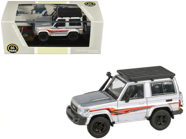 2014 Toyota Land Cruiser LC 71 Silver Metallic with Graphics 1/64 Diecast Model Car by Paragon Models #1