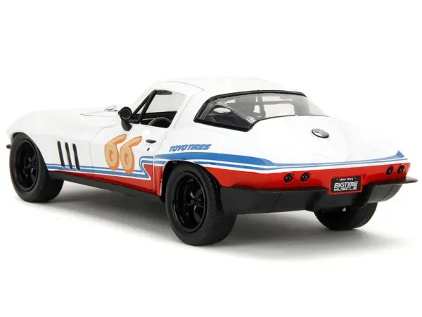 1966 Chevrolet Corvette #66 "Racing Spirit" White with Graphics "Bigtime Muscle" Series 1/24 Diecast Model Car by Jada #2