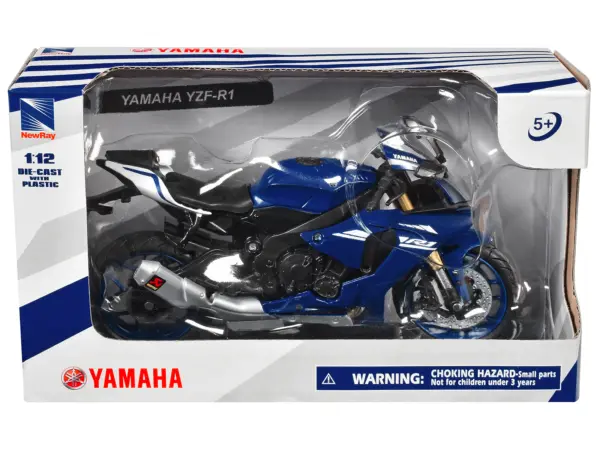 Yamaha YZF-R1 Motorcycle Blue 1/12 Diecast Model by New Ray #3
