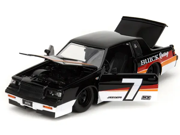1987 Buick Grand National #7 "Buick Racing" Black and White with Stripes "Bigtime Muscle" Series 1/24 Diecast Model Car by Jada #3